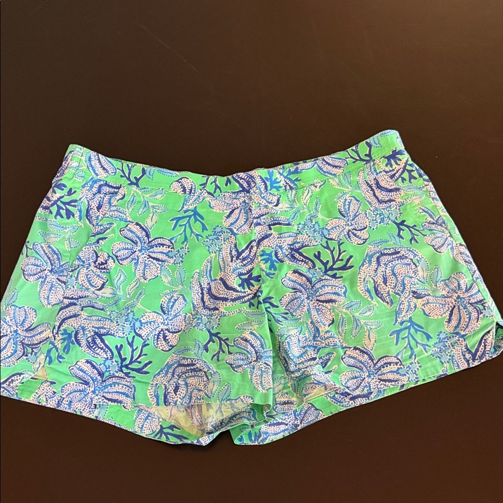 Lilly Pulitzer Green and Blue Floral Women Shorts